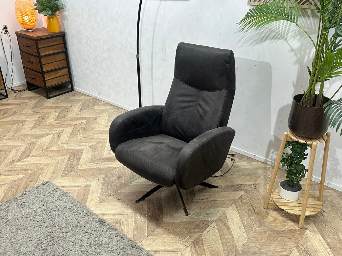 Antraciet Suède Stoffen Fauteuil ~ Vaste Kussens