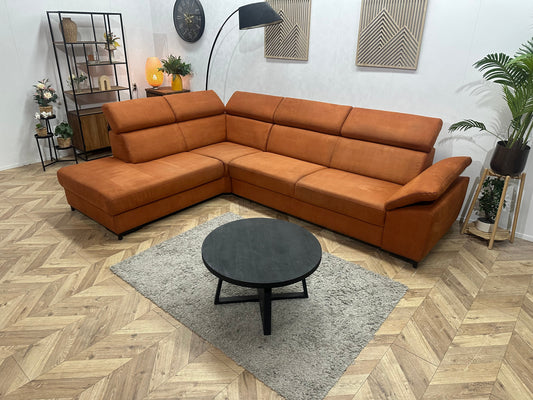 Cognac Bruine Suède Stoffen Hoekzetel ~ Verstelbare Arm/ Hoofdsteunen