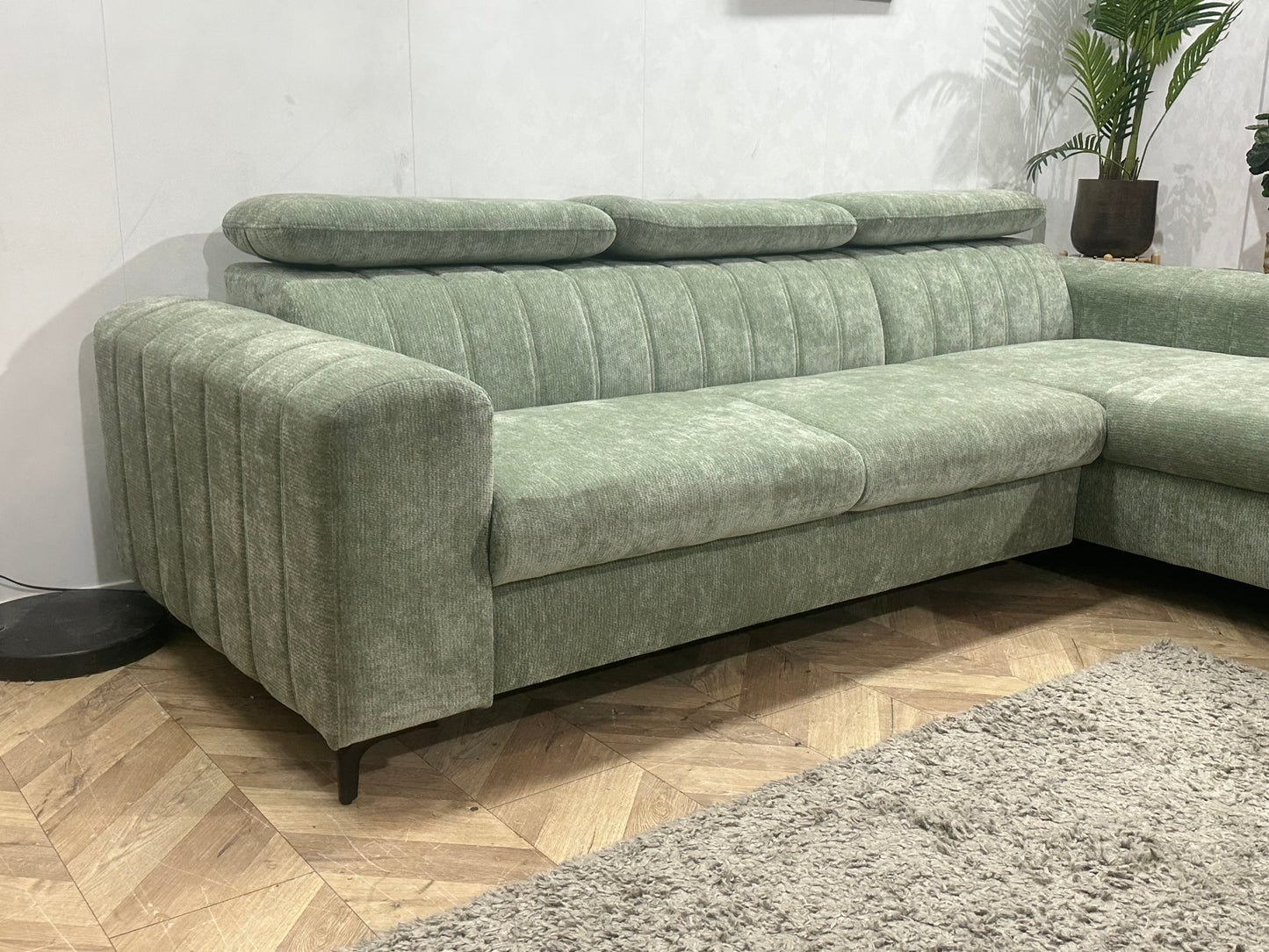 !Showroommodel! Groene Cremona Hoekzetel ~ Verstelbare Hoofdsteunen
