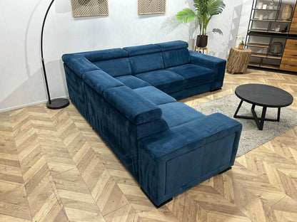 Blauwe Velvet Hoekzetel ~ Verstelbare Hoofdsteunen