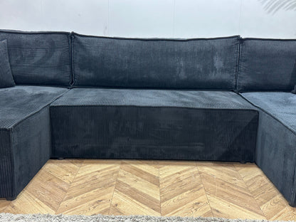 !Showroommodel! Zwarte Ribstof Hoekzetel ~ Slaapfunctie