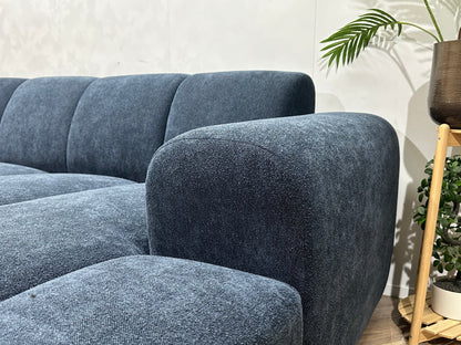 !Showroommodel! Blauwe Chenille Stoffen Hoekzetel