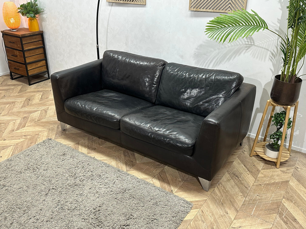 Machalke Bruine Eco Lederen 2.5-Zits Zetel ~ Losse Kussens Met Afneembare Hoezen