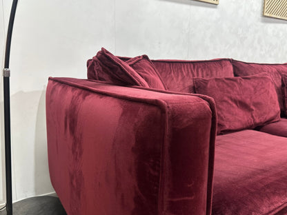 Bordeaux Rode Velvet Hoekzetel ~ Losse Kussens Met Afneembare Hoezen