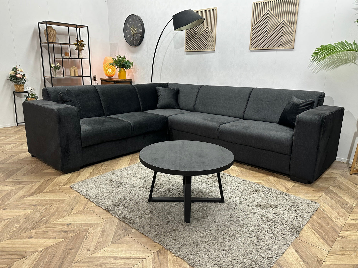 !Showroommodel! Zwarte Velvet Hoekzetel