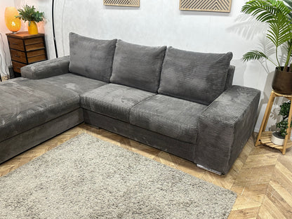 Antraciet Ribstof Hoekzetel ~ Losse Rugkussens Met Afneembare Hoezen