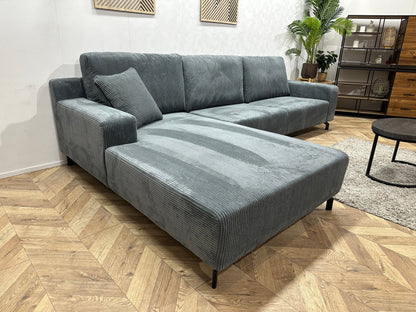 !Showroommodel! Blauwe Ribstof Hoekzetel ~ Losse Rugkussens