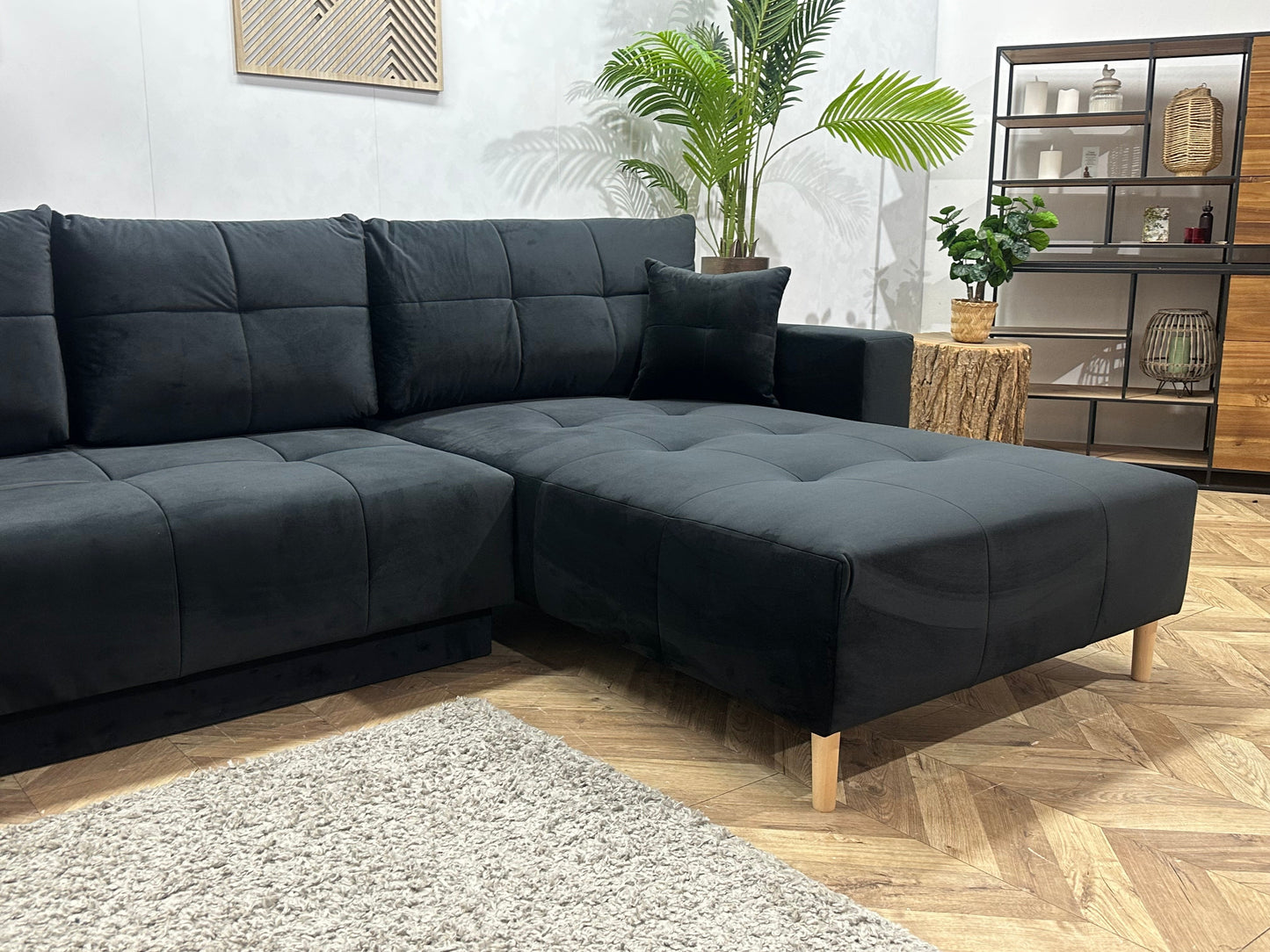 !Showroommodel! Zwarte Velvet Hoekzetel