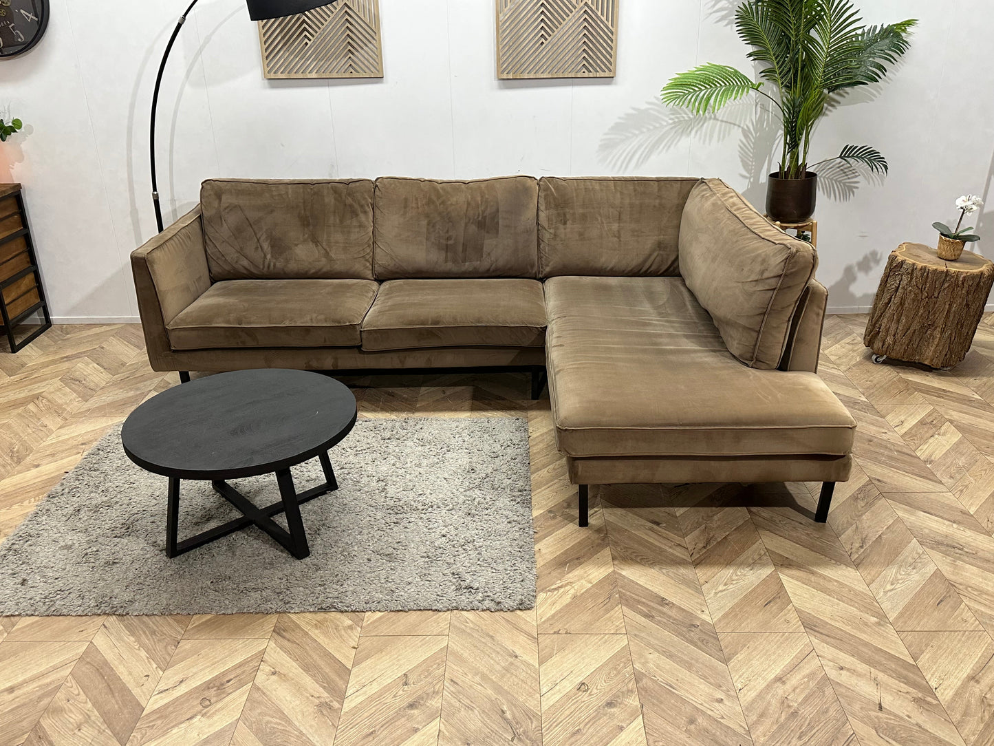 Lifestyle Home Collection Bruine Velvet Hoekzetel ~ Losse Kussens Met Afneembare Hoezen