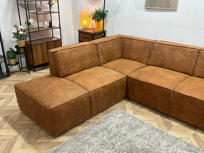 !Showroommodel! Cognac Bruine Suède Stoffen Hoekzetel
