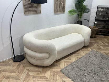 Witte Bouclé Stoffen 2.5-Zits Zetel ~ Vaste Kussens