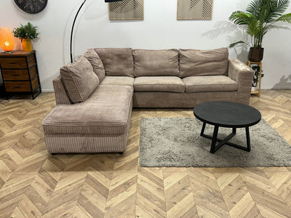 Beige Ribstof Hoekzetel ~ Losse Kussens Met Afneembare Hoezen