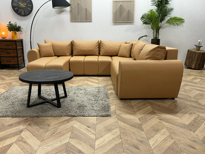 Licht Bruine Leather Look U Zetel ~ Slaapfunctie