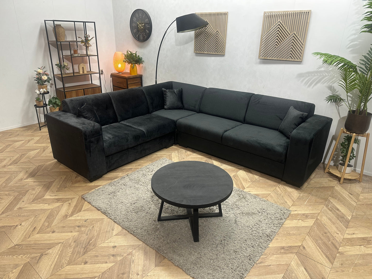 !Showroommodel! Zwarte Velvet Hoekzetel