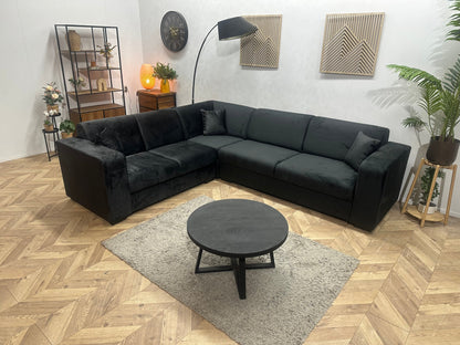 !Showroommodel! Zwarte Velvet Hoekzetel