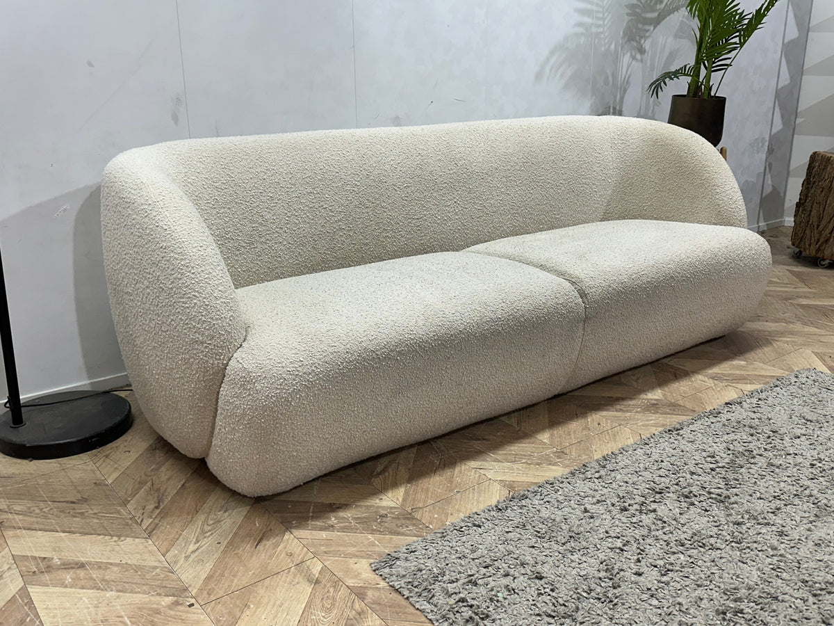 Witte Bouclé Stoffen 2.5-Zits Zetel ~ Vaste Kussens