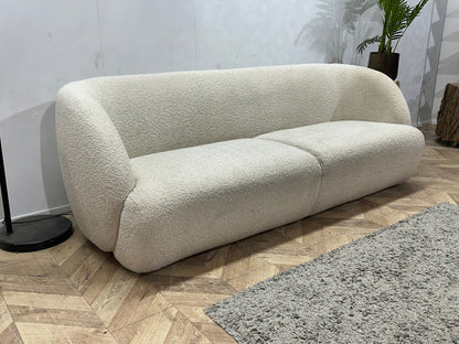 Witte Bouclé Stoffen 2.5-Zits Zetel ~ Vaste Kussens