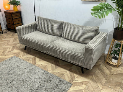 Grijze Ribstof 2.5-Zits Zetel Inc Hocker ~ Losse Kussens Met Afneembare Hoezen