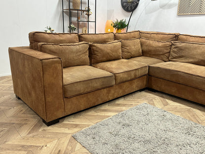 Vellarte Cognac Bruine Suède Stoffen Hoekzetel ~ Losse Kussens Met Afneembare Hoezen