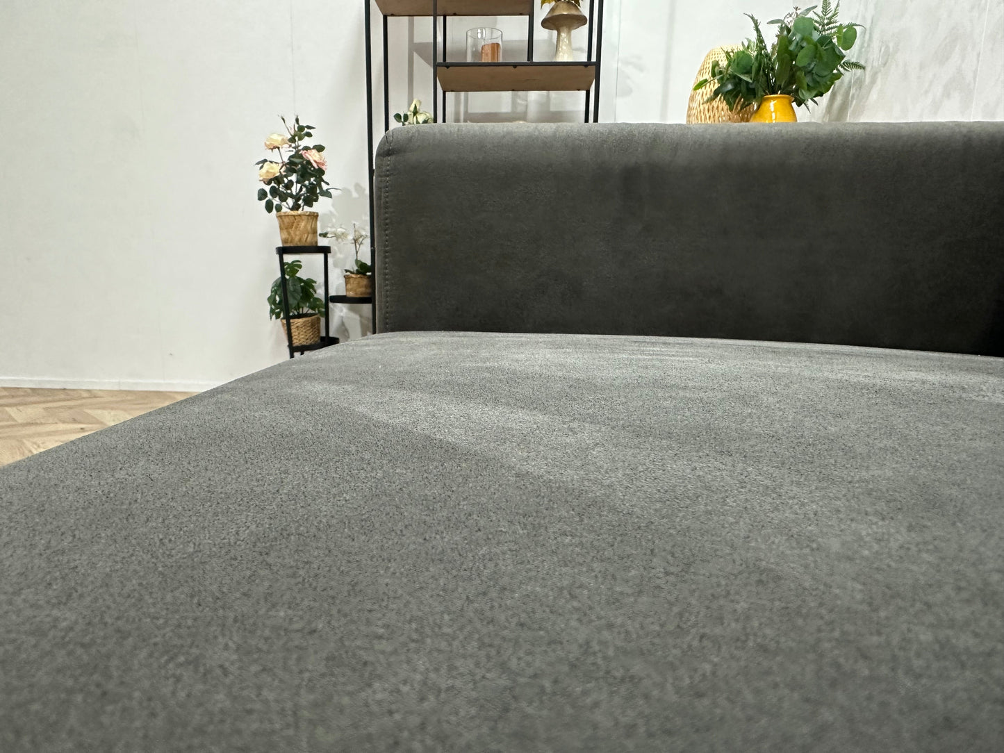 Antraciet Suède Stoffen 2.5-Zits Zetel ~ Losse Rugkussens Met Afneembare Hoezen