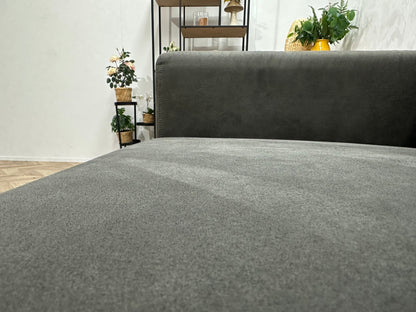 Antraciet Suède Stoffen 2.5-Zits Zetel ~ Losse Rugkussens Met Afneembare Hoezen