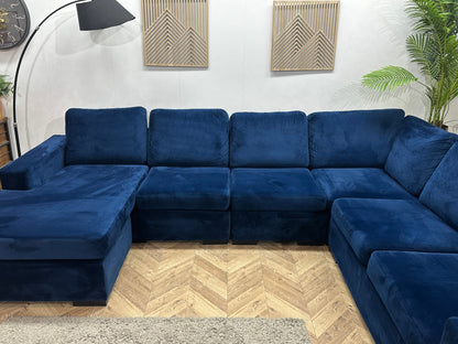 Blauwe Velvet U Zetel ~ Meerdere Opstellingen