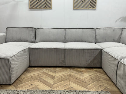!Showroommodel! Licht Grijze Ribstof U Zetel