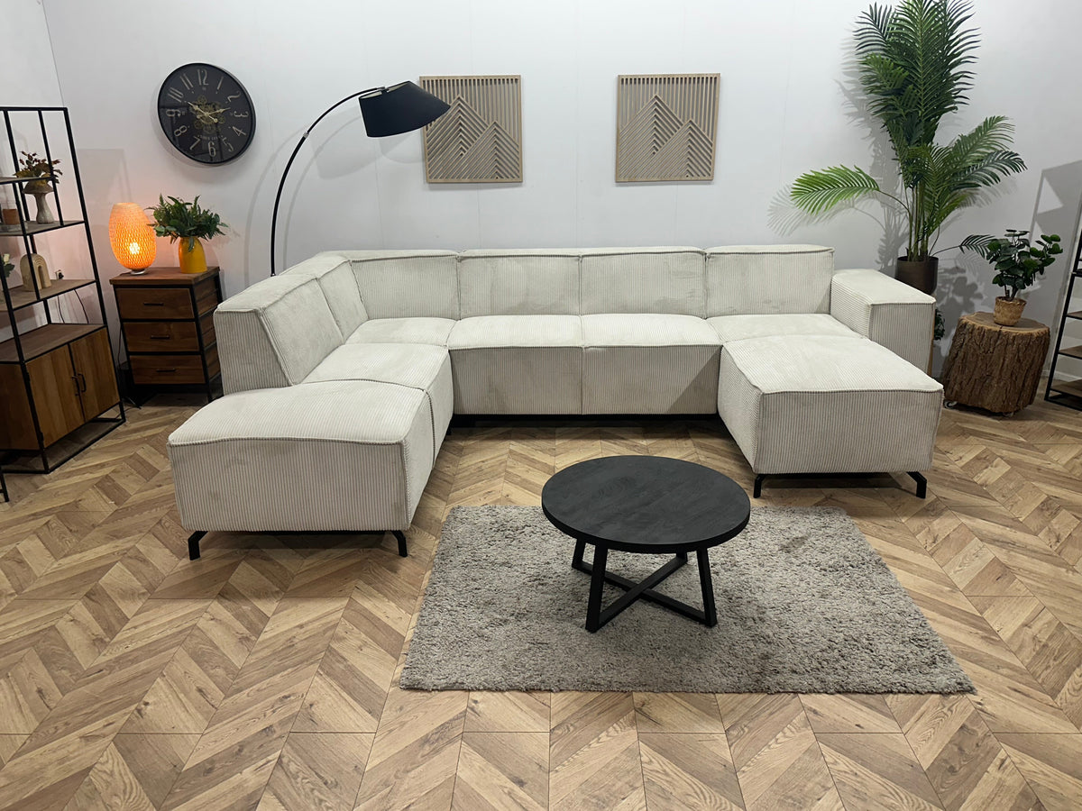 !Showroommodel! Witte Ribstof U Zetel