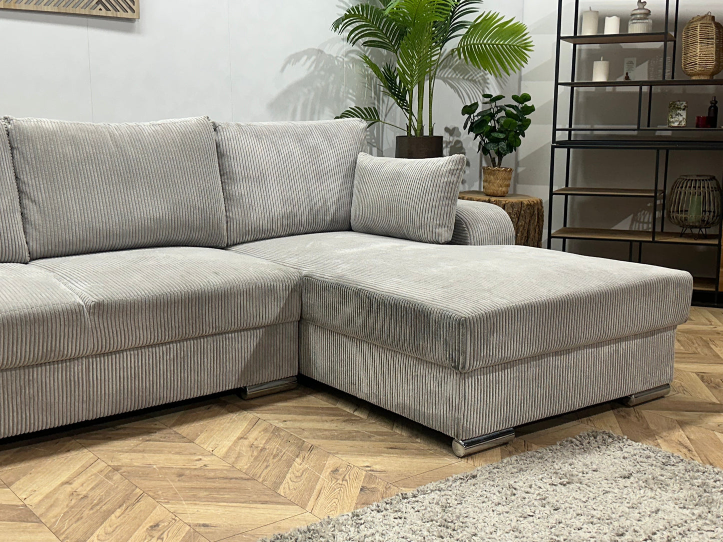 !Showroommodel! Licht Grijze Ribstof U Zetel