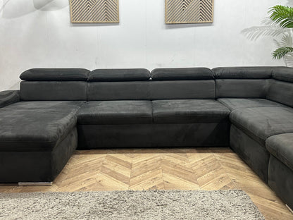 Zwarte Velvet U Zetel ~ Verstelbare Arm/Hoofdsteunen