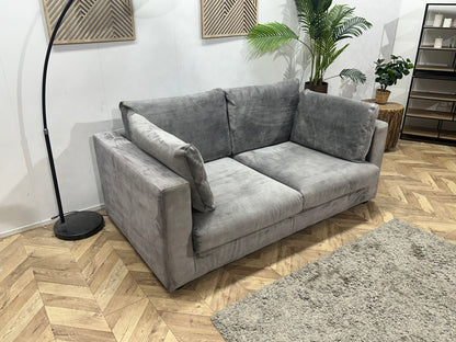 Licht Grijze Velvet 2.5-Zits Zetel ~ Losse Kussens Met Afneembare Hoezen