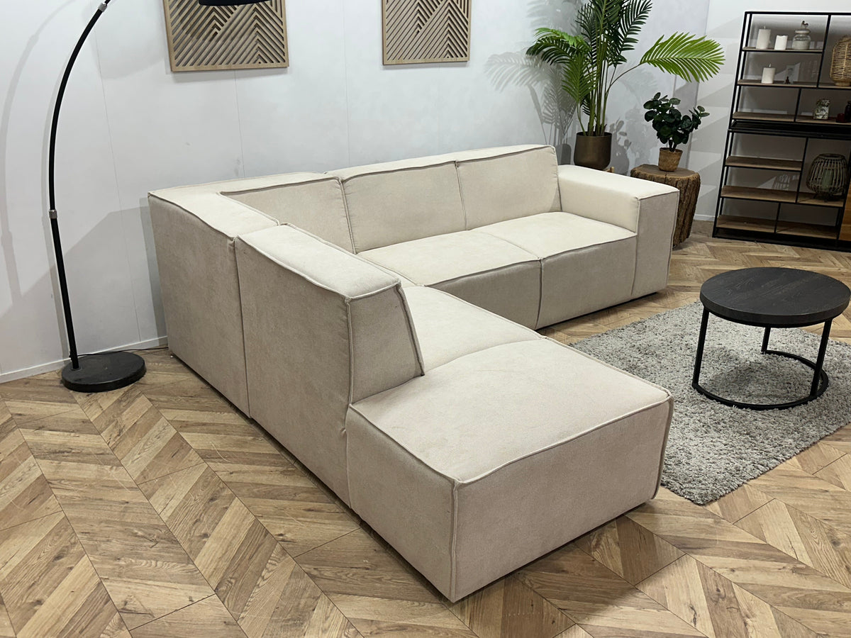 !Showroommodel! Crème Suède Stoffen Hoekzetel