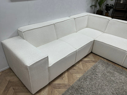 !Showroommodel! Witte Ribstof Hoekzetel ~ Vaste kussens
