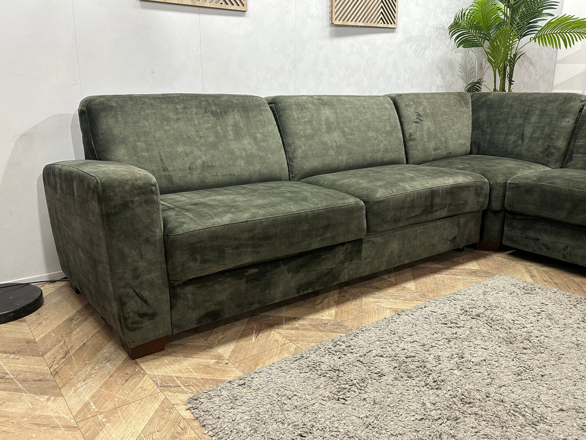Groene Velvet Hoekzetel ~ Vaste Kussens