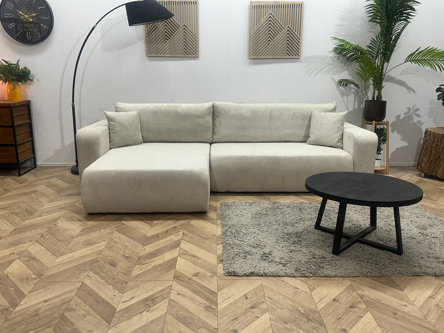 !Showroommodel! Witte Ribstof Hoekzetel