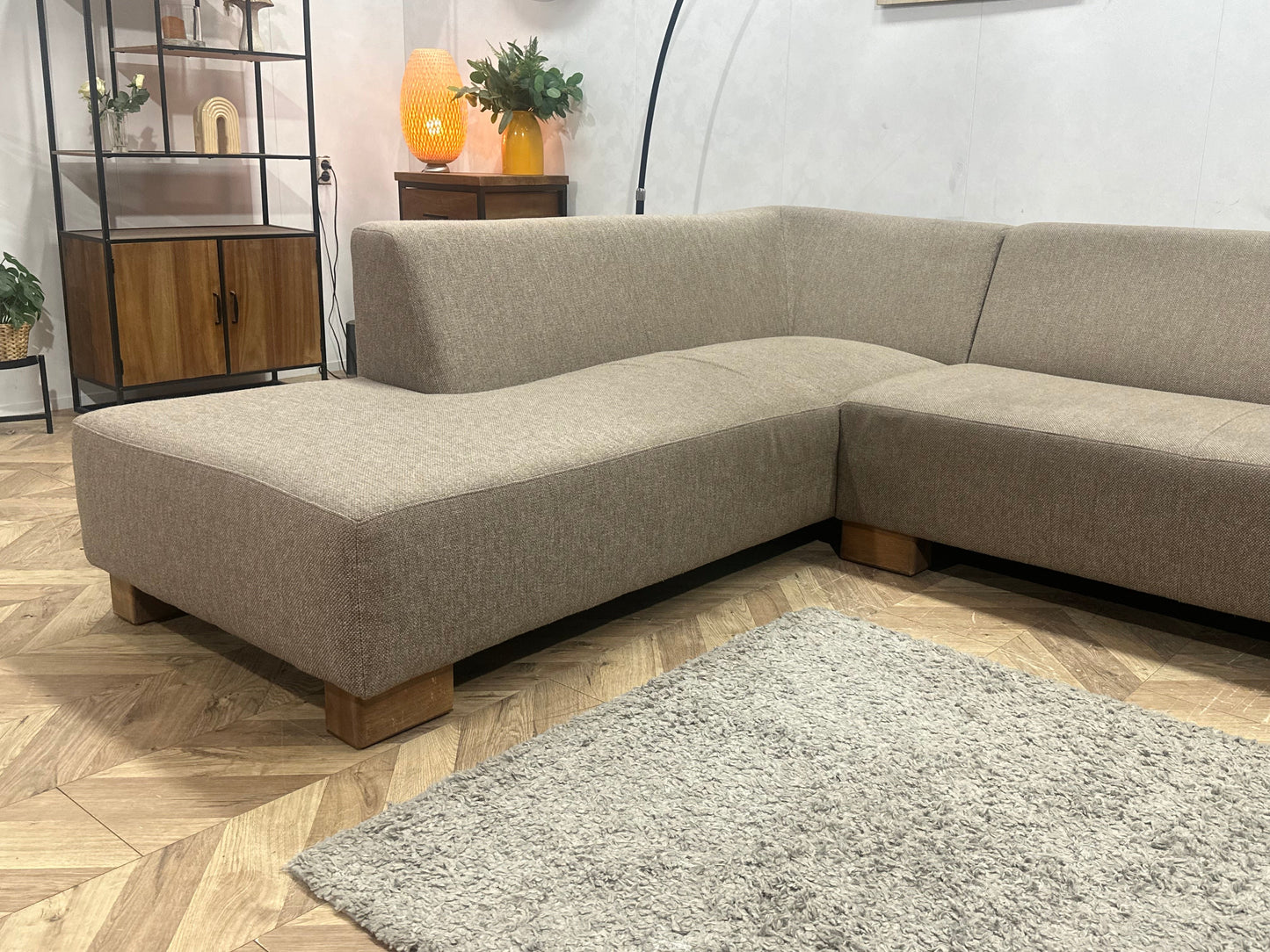 Goossens Beige Hoekzetel ~ Vaste Kussens