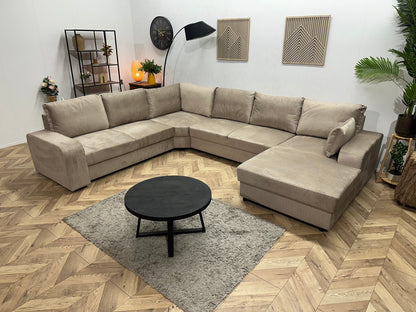 !Showroommodel! Beige Velvet U Zetel