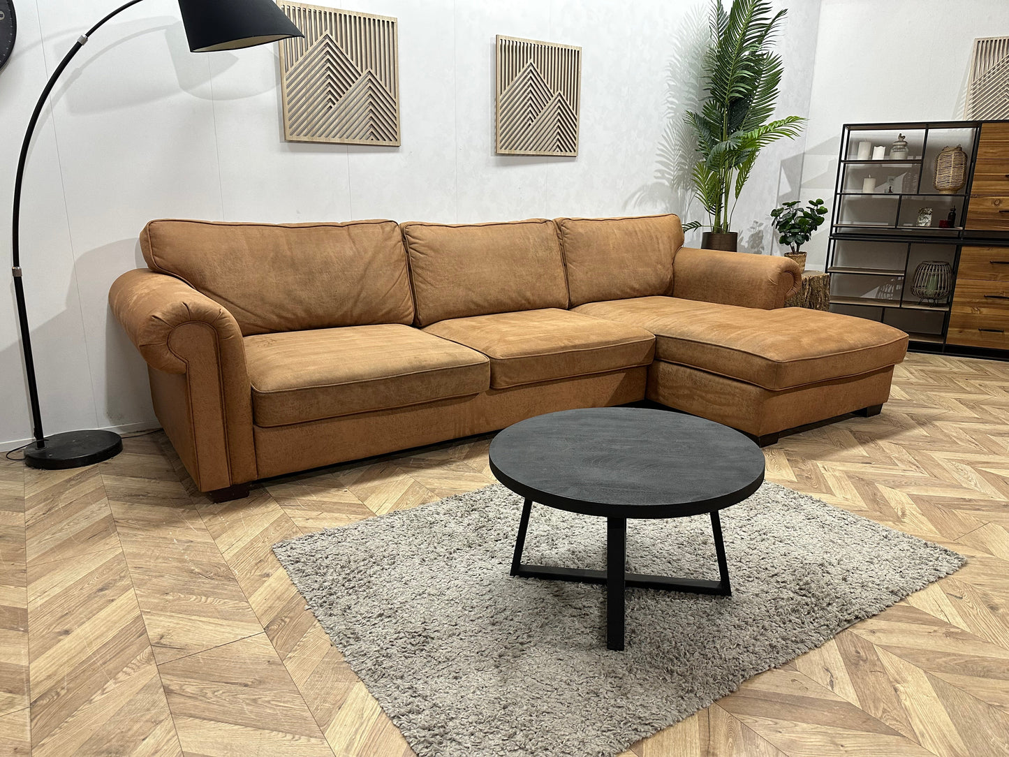 Urban Sofa Cognac Bruine Suède Stoffen ~ Losse Kussens Met Afneembare Hoezen