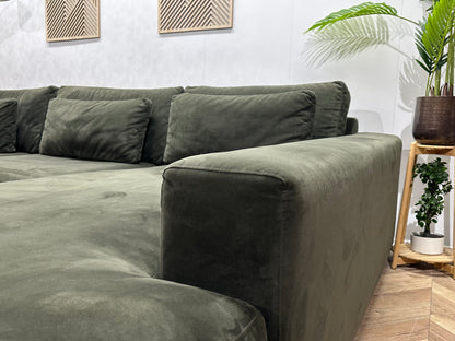 Donker Groene Velvet Ruime Hoekzetel ~ Losse Kussens Met Afneembare Hoezen