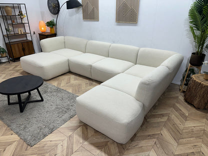 !Showroommodel! Witte Bouclé Stoffen U Zetel