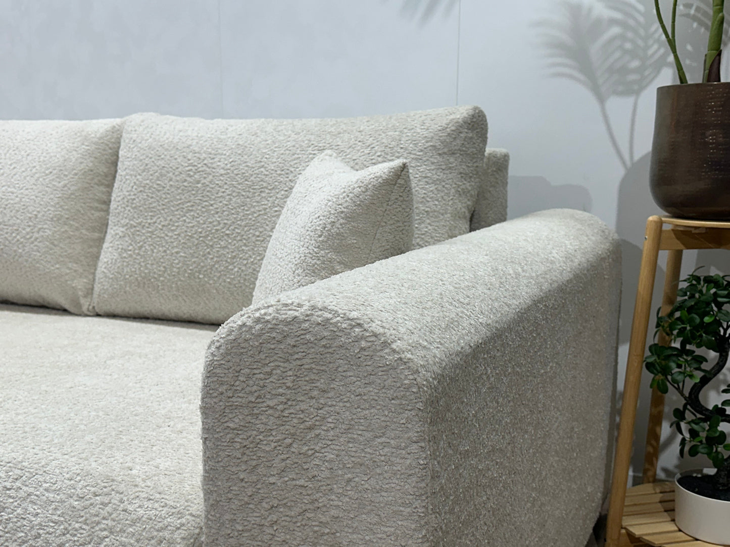 !Showroommodel! Witte/Crème Bouclé Hoekzetel