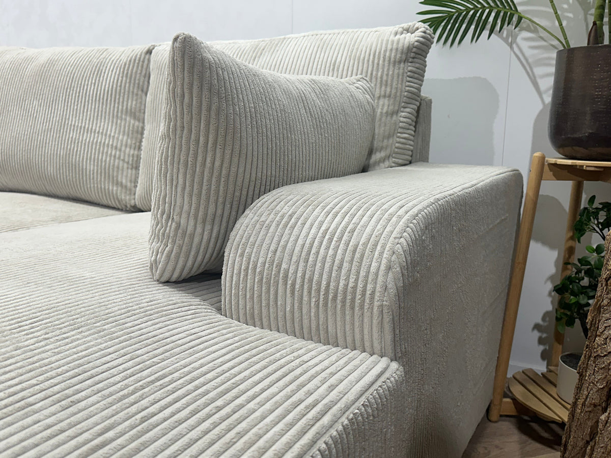 !Showroommodel! Witte/Crème Ribstof U Zetel