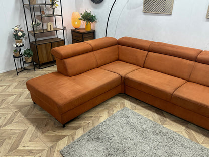 Cognac Bruine Suède Stoffen Hoekzetel ~ Verstelbare Arm/ Hoofdsteunen