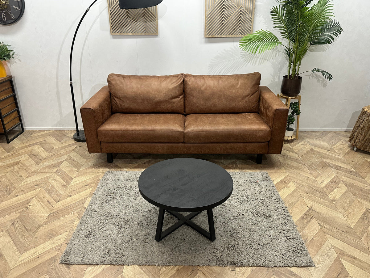 Cognac Bruine Suède Stoffen 2.5-Zits Zetel ~ Losse Rugkussens Met Afneembare Hoezen