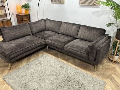 Antraciet Velvet Hoekzetel ~ Losse Kussens Met Afneembare Hoezen