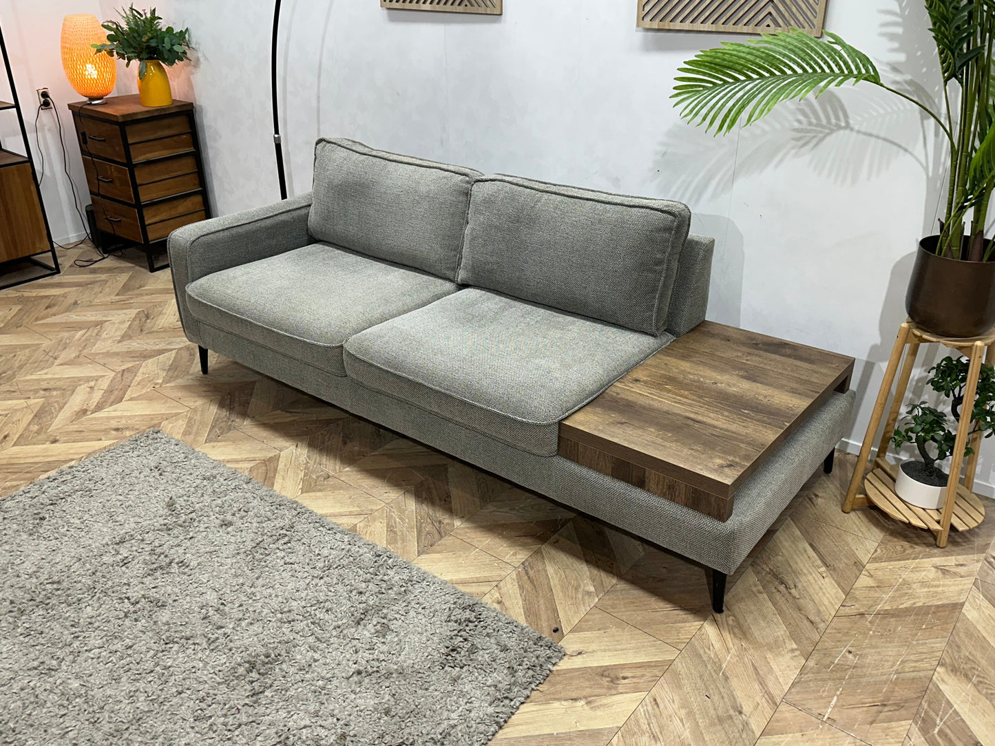 Grijze 2.5-Zits Zetel Inc Tafel ~ Losse Kussens Met Afneembare Hoezen