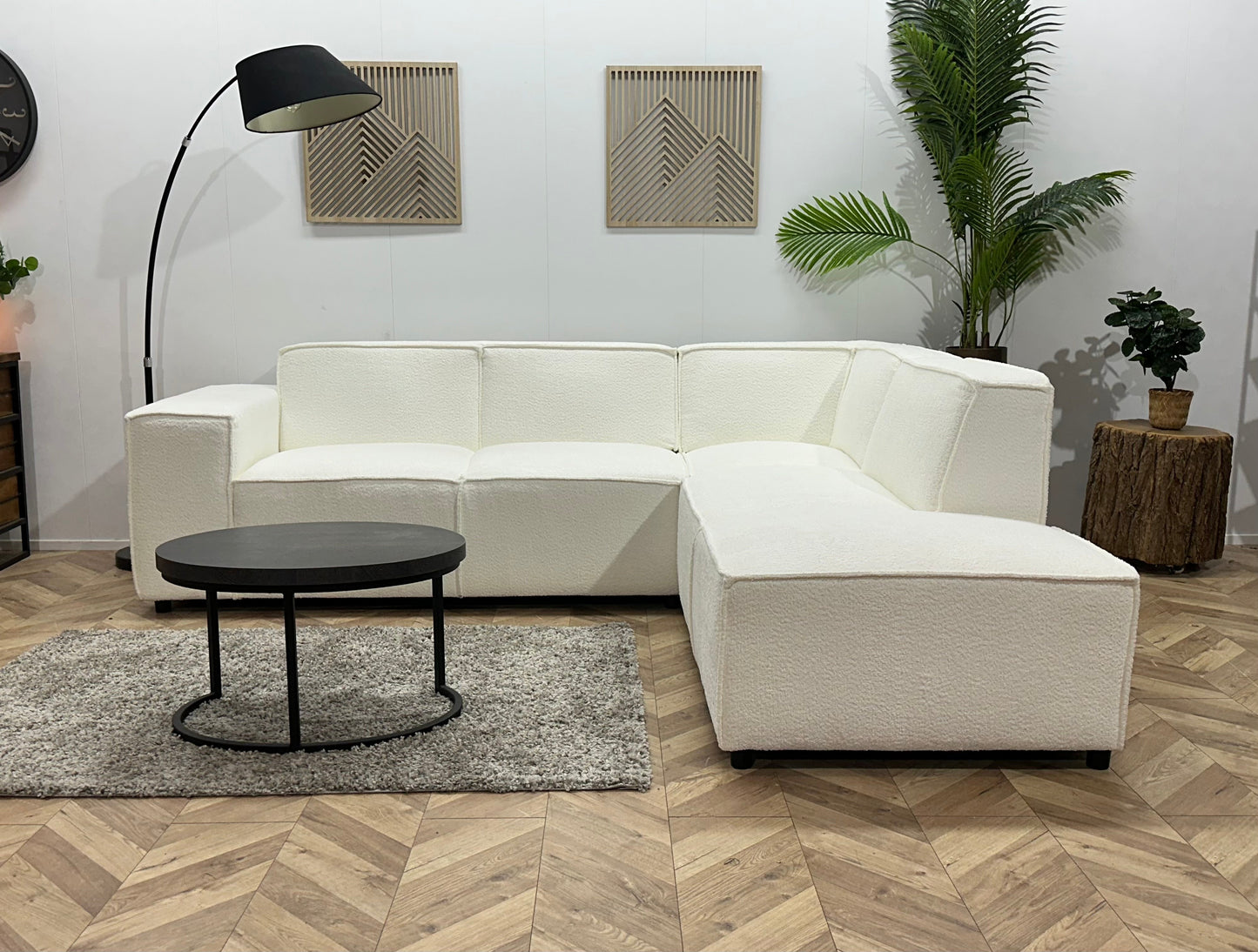 !Showroommodel! Witte Bouclé Stoffen Hoekzetel