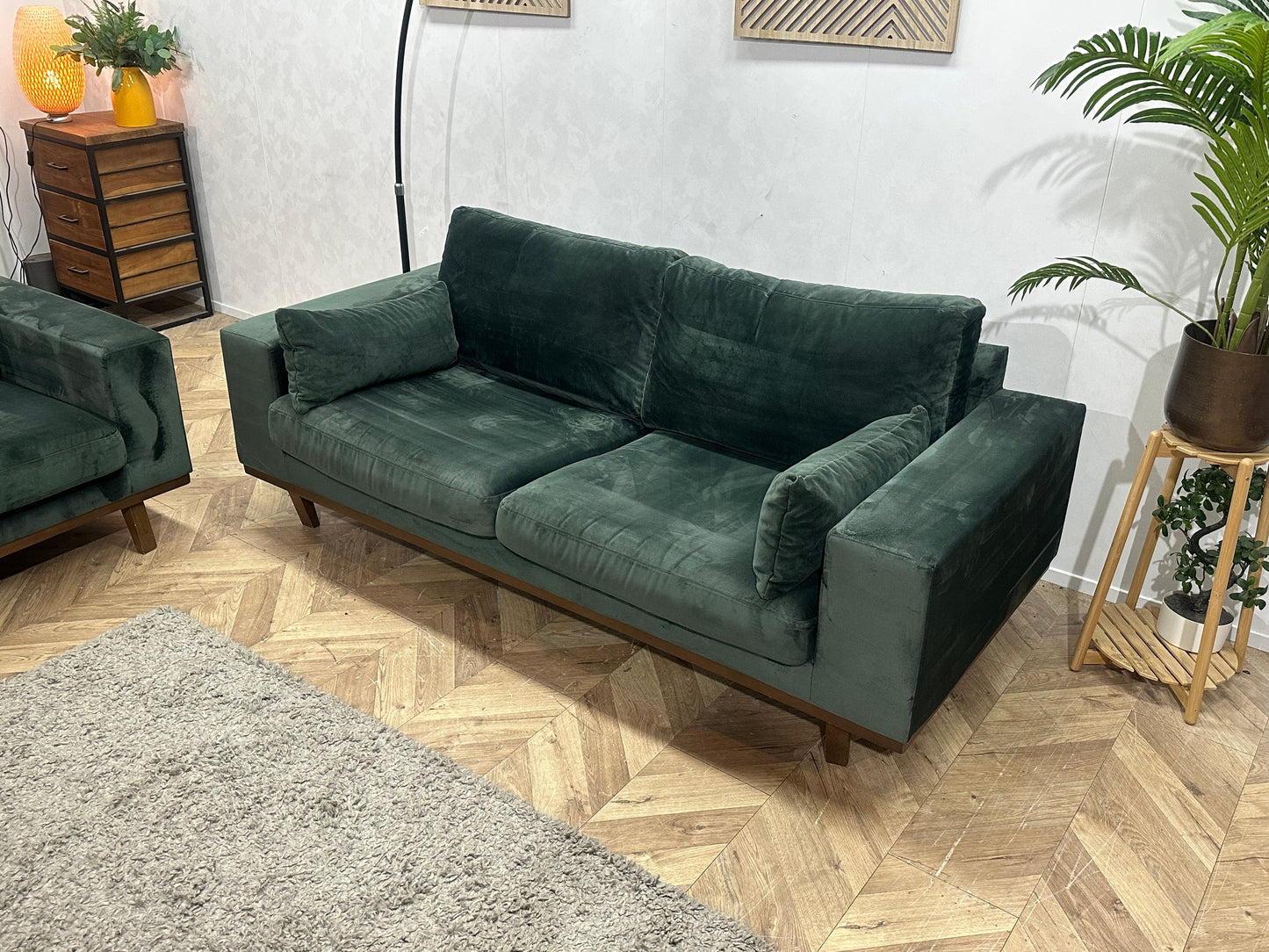 Groene Velvet Zetels Set Inc Hockers ~ Losse Kussens Met Afneembare Hoezen