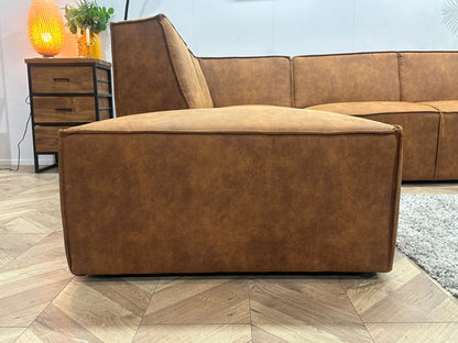 !Showroommodel! Cognac Bruine Suède Stoffen Hoekzetel