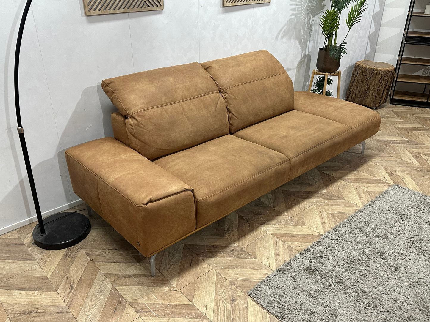 Musterring Cognac Bruine Suède Stoffen Design Zetel ~ Verstelbare Hoofdsteunen